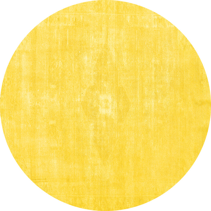 Round Persian Yellow Traditional Rug, tr3736yw