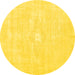 Round Persian Yellow Traditional Rug, tr3736yw