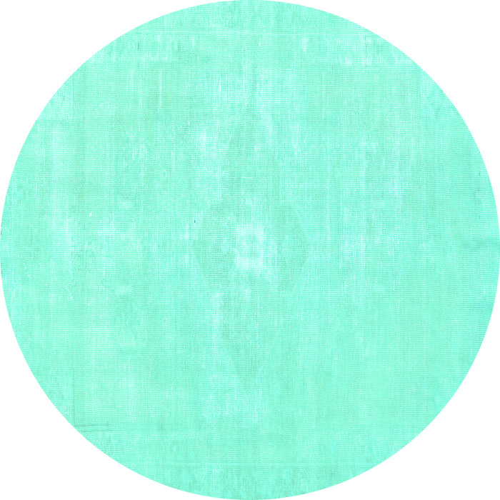 Round Persian Turquoise Traditional Rug, tr3736turq