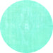 Round Persian Turquoise Traditional Rug, tr3736turq