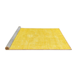 Sideview of Machine Washable Persian Yellow Traditional Rug, wshtr3736yw