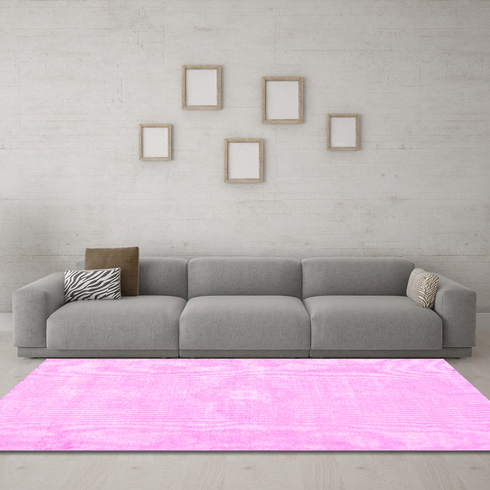 Machine Washable Persian Pink Traditional Rug in a Living Room, wshtr3736pnk