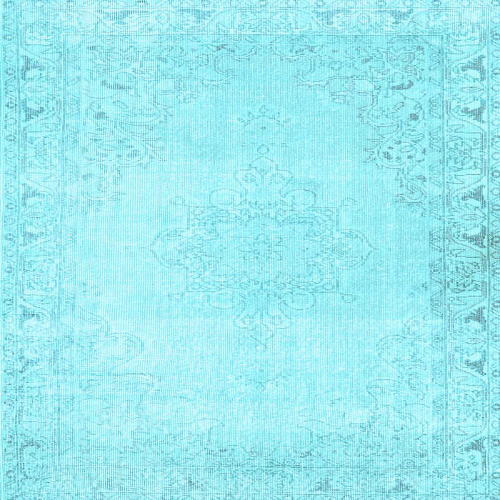 Square Machine Washable Persian Light Blue Traditional Rug, wshtr3737lblu