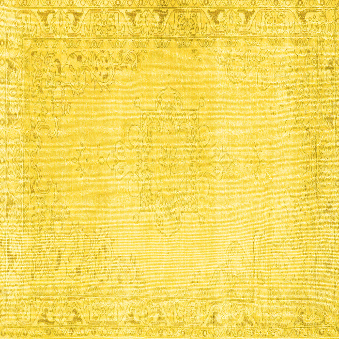 Square Machine Washable Persian Yellow Traditional Rug, wshtr3737yw