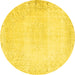 Round Machine Washable Persian Yellow Traditional Rug, wshtr3737yw