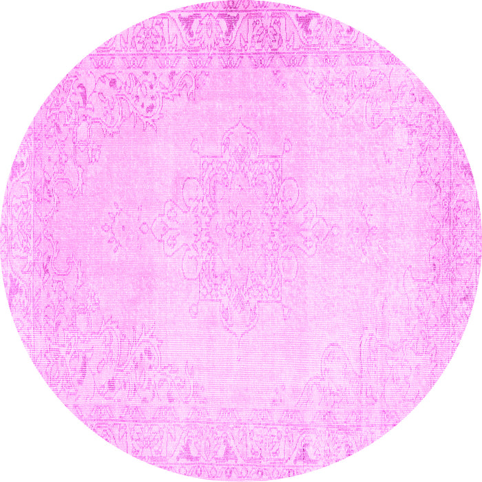 Round Persian Pink Traditional Rug, tr3737pnk