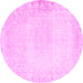 Round Persian Pink Traditional Rug, tr3737pnk