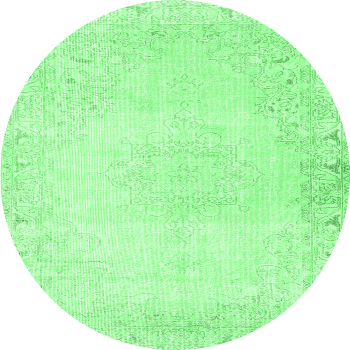 Round Machine Washable Persian Emerald Green Traditional Area Rugs, wshtr3737emgrn