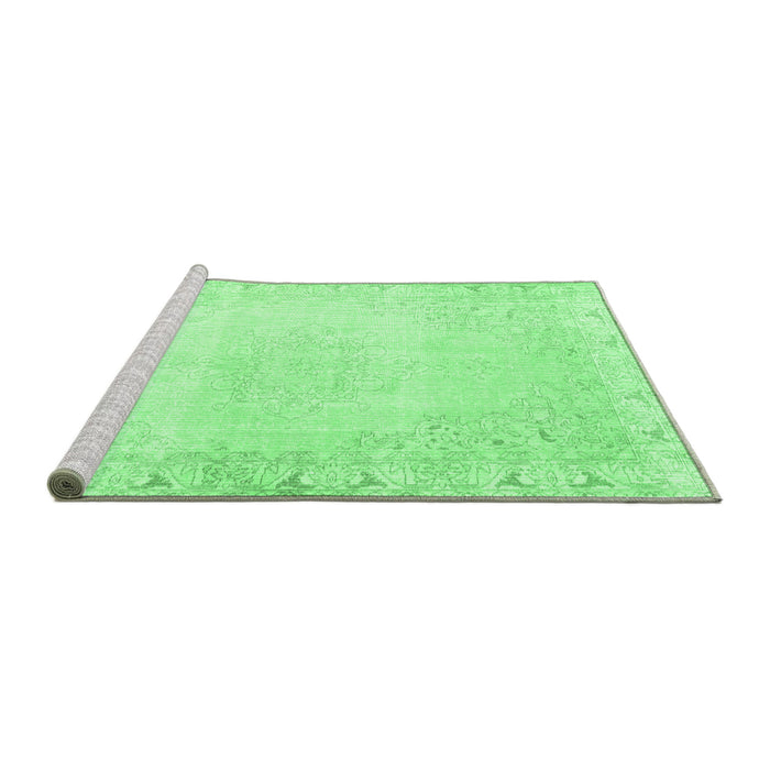 Sideview of Machine Washable Persian Emerald Green Traditional Area Rugs, wshtr3737emgrn