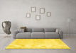 Machine Washable Persian Yellow Traditional Rug in a Living Room, wshtr3737yw