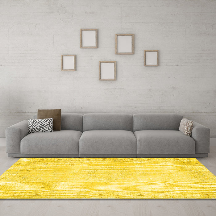 Machine Washable Persian Yellow Traditional Rug in a Living Room, wshtr3737yw
