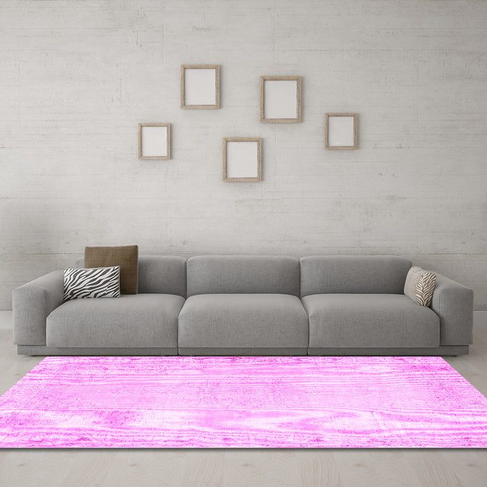 Machine Washable Persian Pink Traditional Rug in a Living Room, wshtr3737pnk
