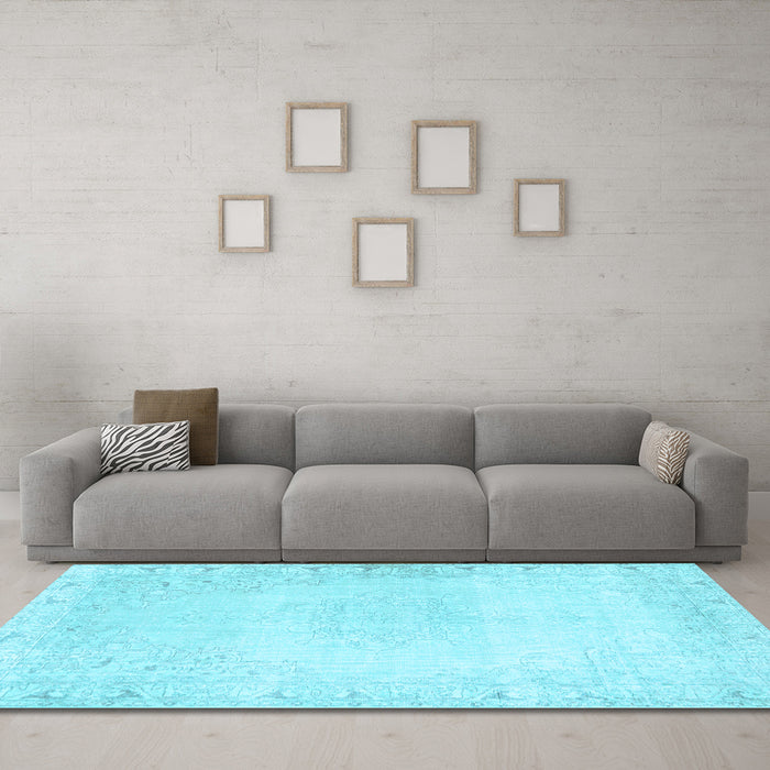 Machine Washable Persian Light Blue Traditional Rug in a Living Room, wshtr3737lblu