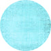 Round Persian Light Blue Traditional Rug, tr3737lblu