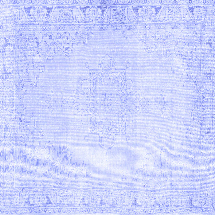Square Machine Washable Persian Blue Traditional Rug, wshtr3737blu