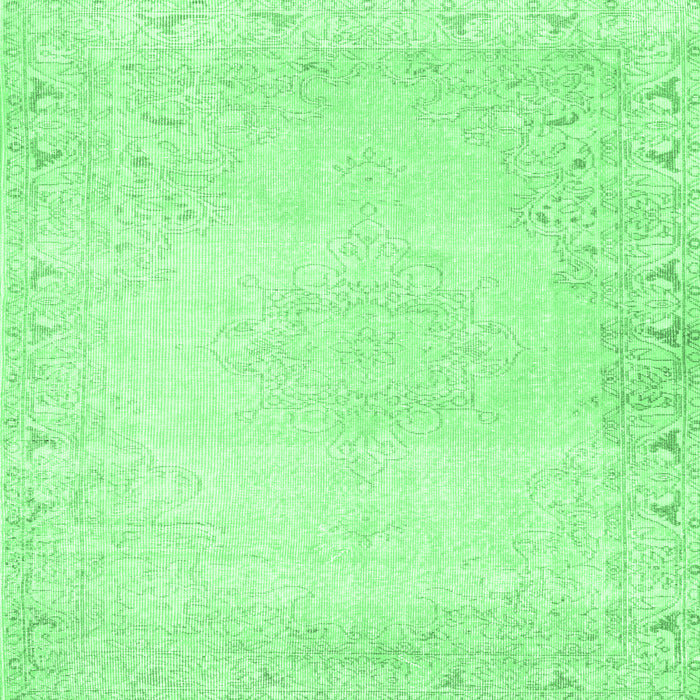Square Machine Washable Persian Emerald Green Traditional Area Rugs, wshtr3737emgrn