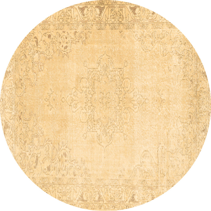 Round Persian Brown Traditional Rug, tr3737brn