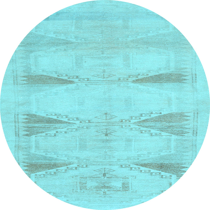 Round Machine Washable Persian Light Blue Traditional Rug, wshtr3738lblu