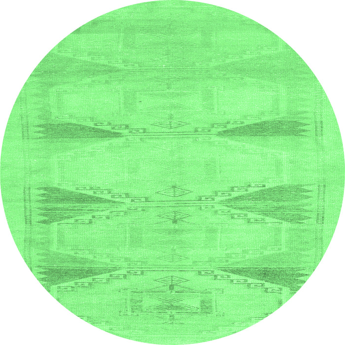 Round Persian Emerald Green Traditional Rug, tr3738emgrn