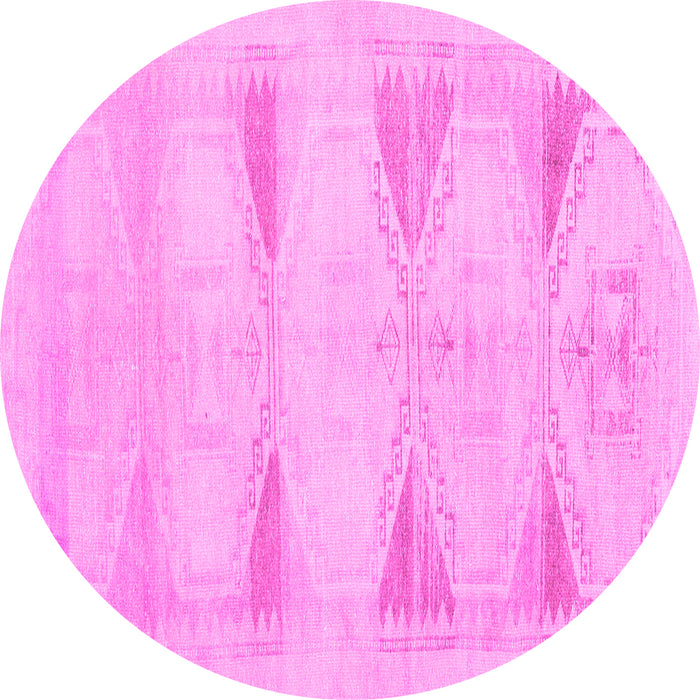 Round Machine Washable Persian Pink Traditional Rug, wshtr3738pnk