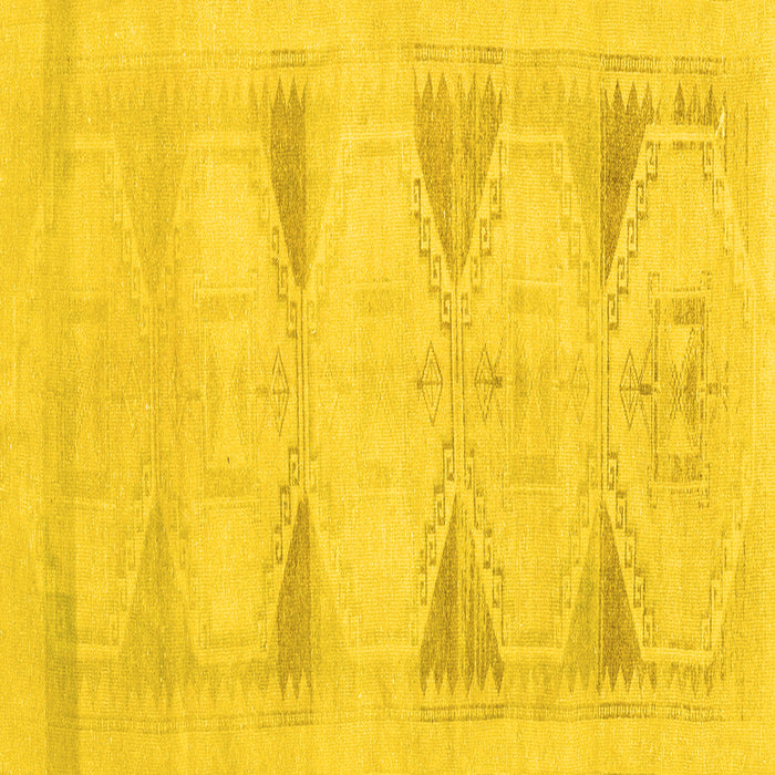 Square Machine Washable Persian Yellow Traditional Rug, wshtr3738yw