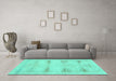 Machine Washable Persian Turquoise Traditional Area Rugs in a Living Room,, wshtr3738turq