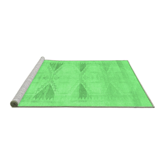 Sideview of Machine Washable Persian Emerald Green Traditional Area Rugs, wshtr3738emgrn