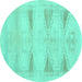 Round Persian Turquoise Traditional Rug, tr3738turq