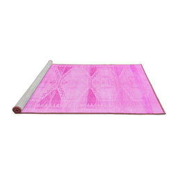 Sideview of Machine Washable Persian Pink Traditional Rug, wshtr3738pnk