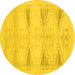 Round Persian Yellow Traditional Rug, tr3738yw