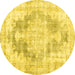 Round Persian Yellow Traditional Rug, tr3739yw