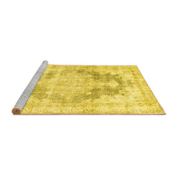 Sideview of Machine Washable Persian Yellow Traditional Rug, wshtr3739yw