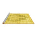 Sideview of Machine Washable Persian Yellow Traditional Rug, wshtr3739yw