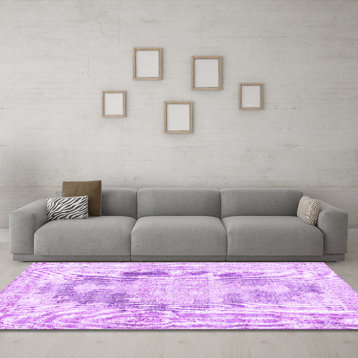 Machine Washable Persian Purple Traditional Area Rugs in a Living Room, wshtr3739pur