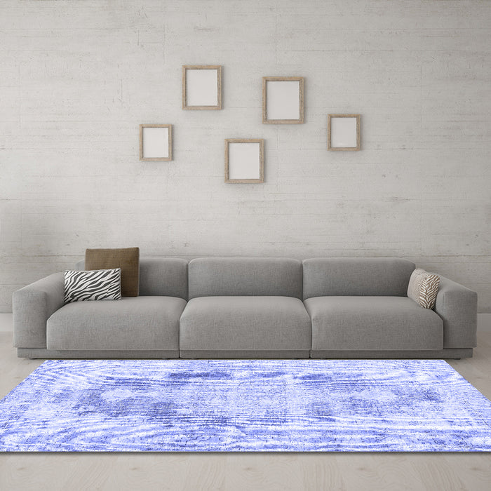 Machine Washable Persian Blue Traditional Rug in a Living Room, wshtr3739blu