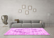 Machine Washable Persian Pink Traditional Rug in a Living Room, wshtr3739pnk