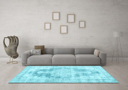 Machine Washable Persian Light Blue Traditional Rug in a Living Room, wshtr3739lblu