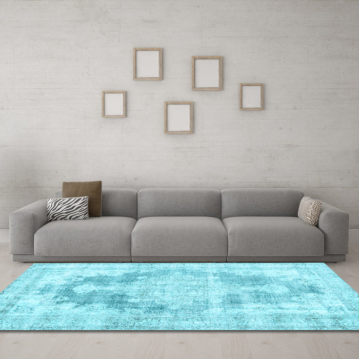 Machine Washable Persian Light Blue Traditional Rug in a Living Room, wshtr3739lblu