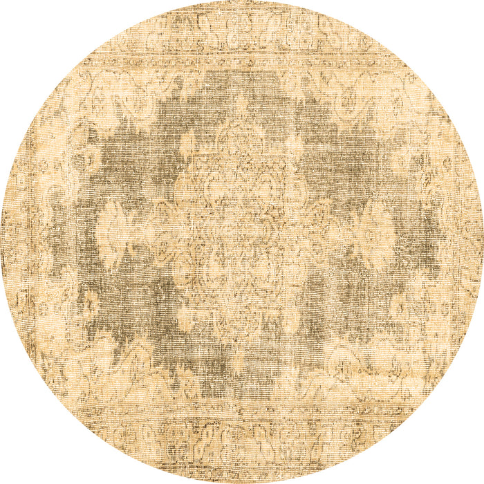 Round Persian Brown Traditional Rug, tr3739brn