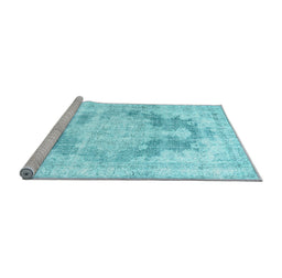 Sideview of Machine Washable Persian Light Blue Traditional Rug, wshtr3739lblu