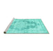 Sideview of Machine Washable Persian Turquoise Traditional Area Rugs, wshtr3739turq