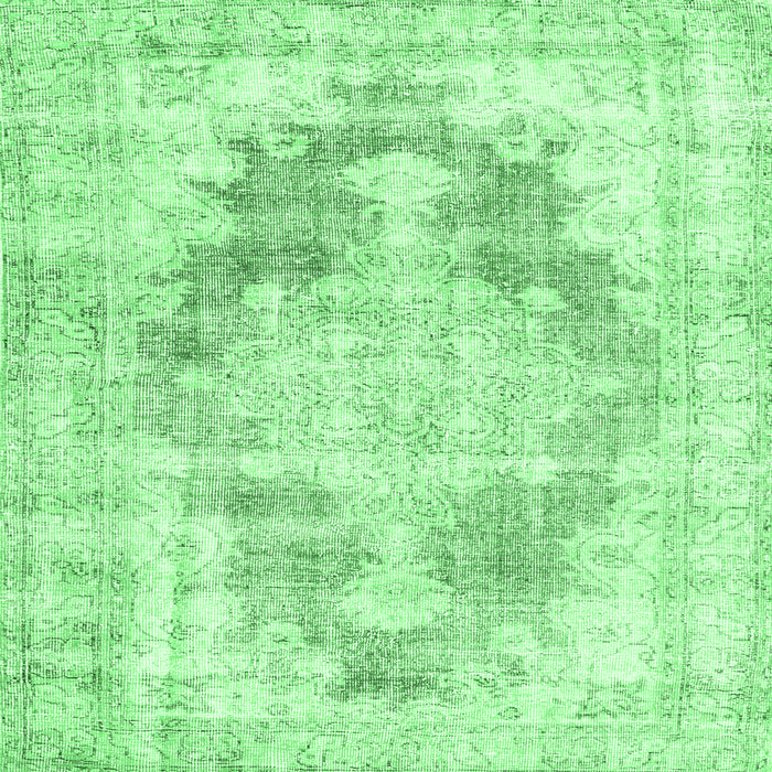 Square Machine Washable Persian Emerald Green Traditional Area Rugs, wshtr3739emgrn