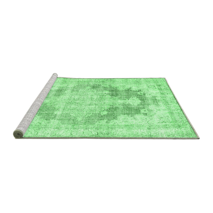 Sideview of Machine Washable Persian Emerald Green Traditional Area Rugs, wshtr3739emgrn