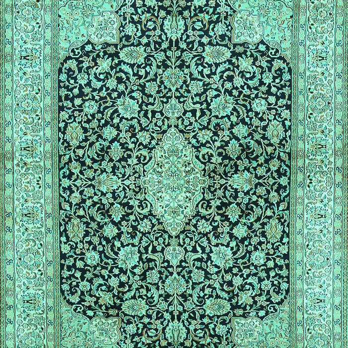 Machine Washable Medallion Turquoise Traditional Area Rugs, wshtr373turq