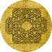 Round Medallion Yellow Traditional Rug, tr373yw