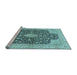 Sideview of Machine Washable Medallion Light Blue Traditional Rug, wshtr373lblu