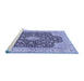 Sideview of Machine Washable Medallion Blue Traditional Rug, wshtr373blu