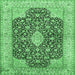 Square Machine Washable Medallion Emerald Green Traditional Area Rugs, wshtr373emgrn