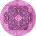 Round Machine Washable Medallion Pink Traditional Rug, wshtr373pnk