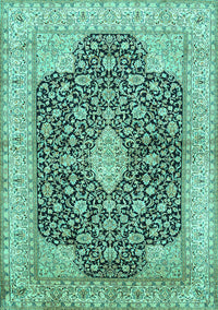 Medallion Turquoise Traditional Rug, tr373turq